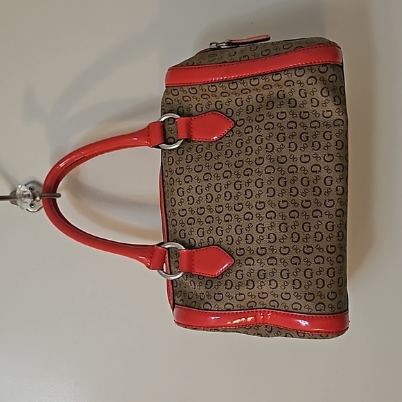 VTG GUESS 1990s Salmon Pink Trim Logo Monogram Doctor Handbag - Picture 6 of 10